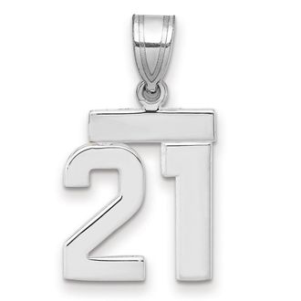 Diamond2Deal 14k White Gold Small Polished Number 21 Charm Pendant