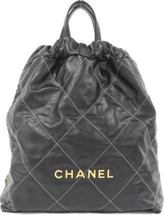 Chanel Black Leather Backpack (Pre-Owned)