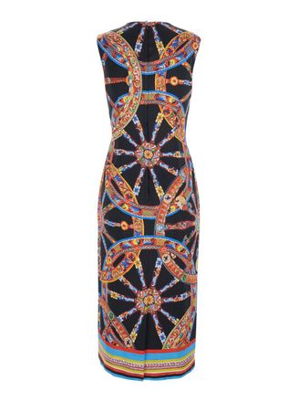 Dolce & Gabbana Womens Sleeveless Satin Dress Multicolour Viscose