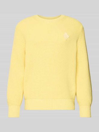 Lacoste Regular Fit Pullover aus Baumwoll-Mix Modell COTES PERLES in Hellgelb, Gr&ouml;&szlig;e M