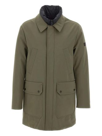 Peuterey double-collar flap-pocket coat - men - Polyester/Lycra/Polyester/Duck Down/Feather - S - Green