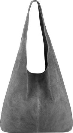 Generic Ladies New Italian Genuine Real Suede Leather Oversize Slouch Shoulder Tote Bag (Grey)