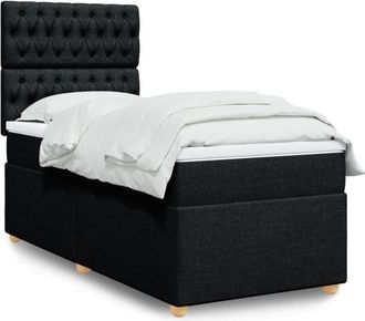 vidaXL Cama Box Spring Con Colch&oacute;n Tela Negro 80x200 Cm Vidaxl