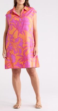 London Times Linen Blend A-Line Shirtdress in Orange/Pink at Nordstrom Rack, Size 3 X