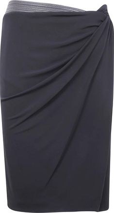 Versace Skirt Stretch Crepe Jersey - Dames - Midirokken - Zwart - M - Rokken