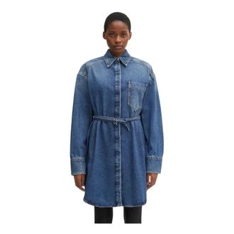 Sportmax Kleedjes, Dames, Blauw, XS, Denim, Denim Shirt Dress