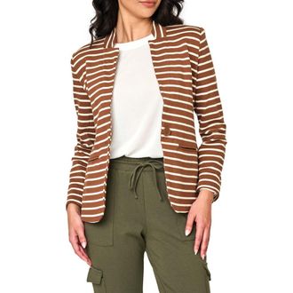 Gibsonlook Stripe Knit Blazer in Saddle/ivory Str at Nordstrom Rack, Size X-Small