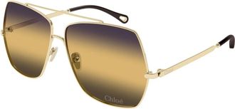Chlo&eacute; Ch 0278S Rechthoekige Zonnebril - Dames - Zonnebrillen - Geel - 62 MM - Accessoires