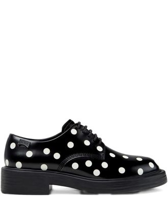 Camper Dean polka-dot lace-up derby shoes - women - CALFSKIN/Calf Leather/Polyethylene vinyl acetate (PEVA) - 35 - Black