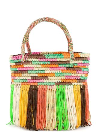 Sensi Studio baby fringed woven tote bag - Orange