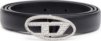 Diesel B-1DR crystal-embellished belt - unisex - Calf Leather - 85 - Black
