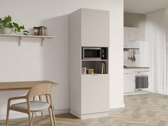 Vente-Unique Kitchen Tower Unit With 2 Doors & 2 Niches - Beige - CARMEO