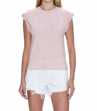 Pistola Denim Sleeveless Striped Olivia Muscle Tee In Red