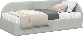 vidaXL Estructura De Cama Esquina Con Colch&oacute;n 2 Uds. Gris Claro Vidaxl