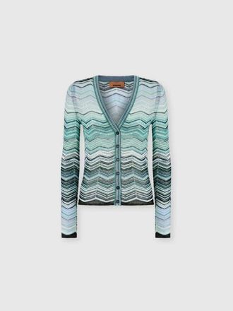 Missoni Chevron Lam&eacute; Viscose Cardigan With Sequins in Green& Brown at Nordstrom, Size 36 It