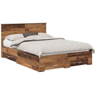 vidaXL Bed Frame with Headboard Old Wood 140 x 190 cm Engineered Wood vidaXL