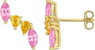 Rina Limor Silver 2.00 Ct. Tw. Pink Sapphire, Yellow Sapphire Stud Earrings