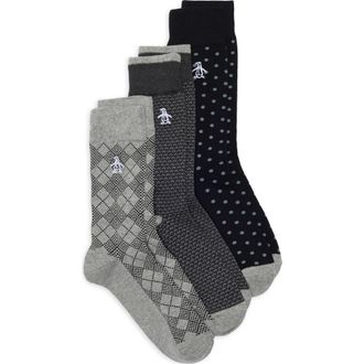Original Penguin Pico Birdseye Crew Socks - Pack of 3 in Black at Nordstrom Rack
