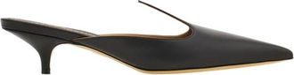Ferragamo Black Heart Muiltjes - Dames - Muiltjes - Zwart - 35 1/2 EU - Leer - Schoenen
