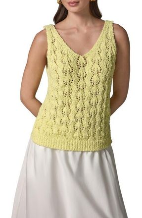 DKNY Double V-Neck Open Stitch Sweater Vest in Limoncello at Nordstrom, Size X-Small