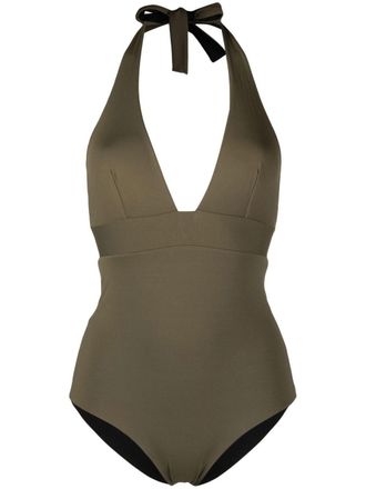 Fisico reversible V-neck one-piece - Green
