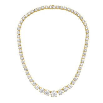 Diana M. Jewels 14kt Yellow Gold 20cts lab grown Round diamond 4 Prong Graduated tennis necklace