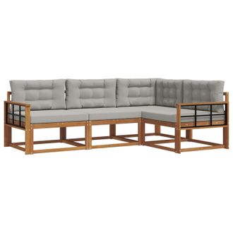 vidaXL Conjunto De Sof&aacute;s De Exterior 4 Pcs Gris Natural Y Claro Vidaxl