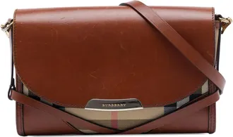Burberry Pre-owned Burberry Leather and House Check Canvas Bridle Abbott Crossbody Ladies CVKDJ6MTSJ9X0NL6