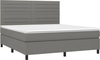 vidaXL Vidaxl - Cama Box Spring Colch&oacute;n Y Luces Led Tela Gris Oscuro 180x200 Cm