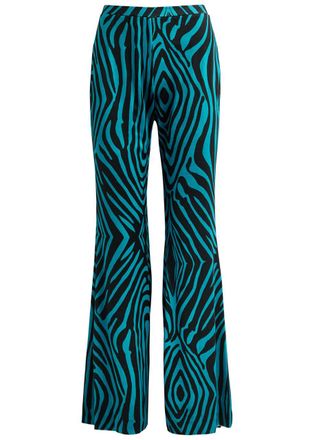 Diane Von Fürstenberg Diane Von Furstenberg Ruthette Printed Flared Velvet Trousers - Blue - S (UK8-10 / S)