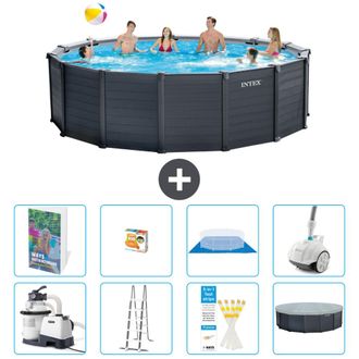 Intex Piscina Graphite Panel Redonda - 478x124 Cm - 9-piezas S590
