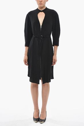 Stella McCartney Silk Shirt Dress with Teardrop Cut-Out and Belt Stella McCartney