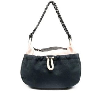 Chanel Pre-owned Cotton chanel-bags - Dames - Vintage Schoudertas - Blauw - ONE Size - Katoen - Vintage