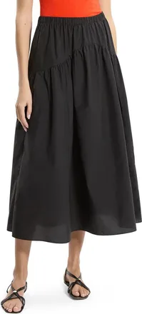 Theory Cotton Blend Midi Skirt in Black at Nordstrom, Size X-Large