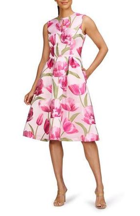 Kay Unger Farryn Fit & Flare Cocktail Dress in Light Lilac Multi at Nordstrom Rack, Size 10