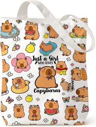 Generic Capybara Canvas Tote Bag, Capybara Gifts, Capybara Bag, Reusable Canvas Tote Bag, Animal Lover Bag for Girls, Canvas Bags for School, Work, Travel and