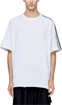 adidas Raw Edge 3 Stripes SS Tee - Heren - Sportshirts - Wit - M - Katoen - Fitness