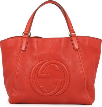 Gucci Champagne Gold Orange Leather Handbag Tote Bag (Pre-Owned)