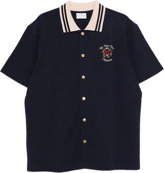 Dr&ocirc;le de Monsieur Camisa Bordada de Manga Corta con Botones - Shirts - Hombre - Azul - M