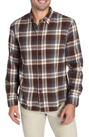 J.A.C.H.S. Plaid Long Sleeve Stretch Cotton Button-Up Shirt in Brown Plaid Flannel at Nordstrom Rack, Size X-Large