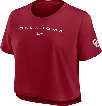Nike Oklahoma Premium Performance Nike Womens Dri-FIT Cropped Top in Red | 02OX69WOKN-3PW