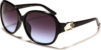 Generic Womens Oversized Sunglasses Butterfly Design - Black, Tortoiseshell - Kleo (Black with Blue Lens)