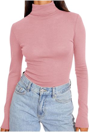 Generic Womens Long Sleeve Thermals Tops Soft Warm Compression Shirts Winter Workout Layer Slim Fit Top Womens Shirt Base Ladies Soft Warm Wicking Turtle neck