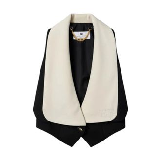 Elisabetta Franchi Vests, female, Black, Size: XS Lightweight Cr&ecirc;pe Cut-Out Waistcoat