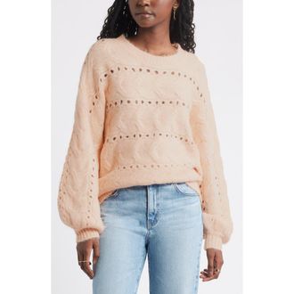 Treasure & Bond Cable Crewneck Sweater in Pink at Nordstrom Rack, Size Xx-Small