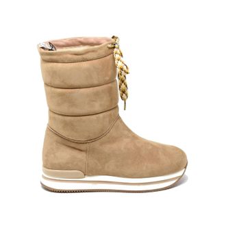 Hogan Womens H222 Shearling Lining Puffer Boot In Beige