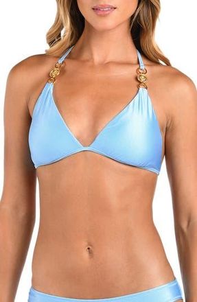 L'agence Annabelle Shimmer Triangle Bikini Top in Sky at Nordstrom Rack, Size X-Small