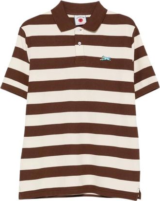 Icecream Polo met logopatch en strepen - Heren - Polos - Bruin - S - Katoen - Tops