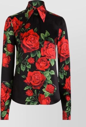 Dolce & Gabbana rose print silk shirt