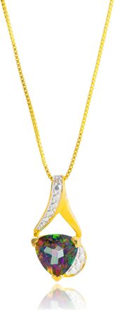 MAX + STONE 14k Yellow Gold Plated 8mm Cushion Cut Birthstone Solitaire Pendant Necklace